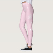Leggings Noël Vacances Esthétique Flocon Rose (Gauche)