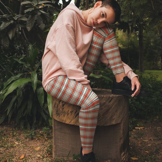 Leggings Noël Vacances Simple Russe Rouge Vert Plaid