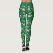 Leggings Noël vert Dinosaur Père Noël (Dos)