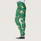 Leggings Noël vert Dinosaur Père Noël (Gauche)