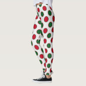 Leggings Noël Vert Rouge Pois sur blanc (Gauche)