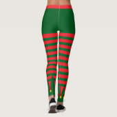 Leggings Noël Vintage Elf Rayé Rouge Vert (Dos)