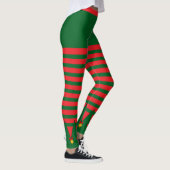Leggings Noël Vintage Elf Rayé Rouge Vert (Droite)