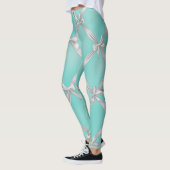 Leggings Nœuds Blancs Bleu Turquoise de Robe de Robin (Gauche)