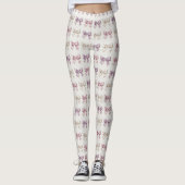 Leggings Nœuds Féminins Motif Pastel Mignon (Devant)