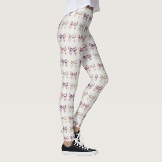 Leggings Nœuds Féminins Motif Pastel Mignon (Droite)
