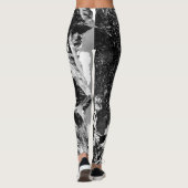 Leggings Noir Abstrait et blanc avec nom personnalisé (Dos)