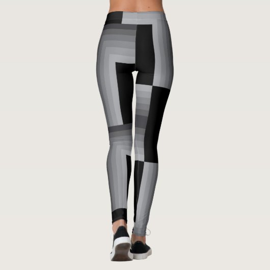 Leggings Noir, argent, cool, unique, tendance formes carrés (Dos)