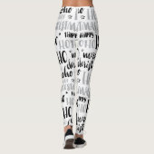 Leggings Noir & Argent Mot de Noël Texte Art mignon Aesthe (Dos)
