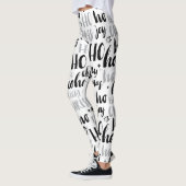 Leggings Noir & Argent Mot de Noël Texte Art mignon Aesthe (Gauche)