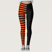 Leggings Noir asymétrique et orange rayé (Devant)