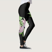 Leggings noir avec audacieuse grande fleur rose motif flora (Droite)