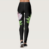 Leggings noir avec audacieuse grande fleur rose motif flora (Dos)