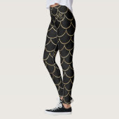 Leggings Noir avec échelle or Monogramme Sirène (Gauche)