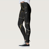 Leggings Noir avec feuille d'or motif en marbre (Gauche)