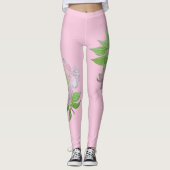 Leggings noir avec fleurs roses audacieuses motif floral (Devant)