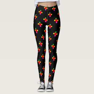 Leggings Noir avec grandes formes et couleurs