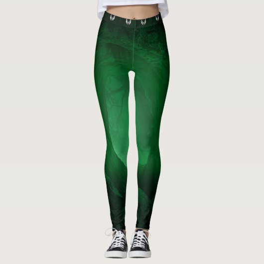 Leggings Noir avec Gris Éffrayant Rangée vert brillant (Devant)
