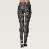 Leggings Noir avec Motif de dentelle florale gris clair (Dos)