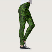 Leggings Noir avec Motif de dentelle florale vert néon (Droite)