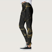 Leggings Noir avec Motif en marbre à huile d'or (Gauche)