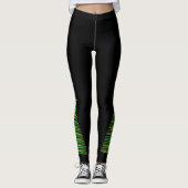 Leggings Noir avec pattes d'arbre de Noël vert (Devant)