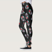 Leggings Noir avec pattes de crâne bleu (Gauche)