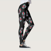 Leggings Noir avec pattes de crâne bleu (Droite)