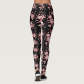 Leggings Noir avec pattes florales roses (Dos)
