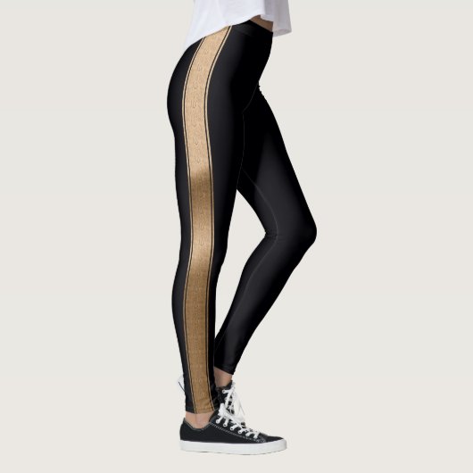 Leggings Noir avec pattes Motif à huile d'or (Droite)