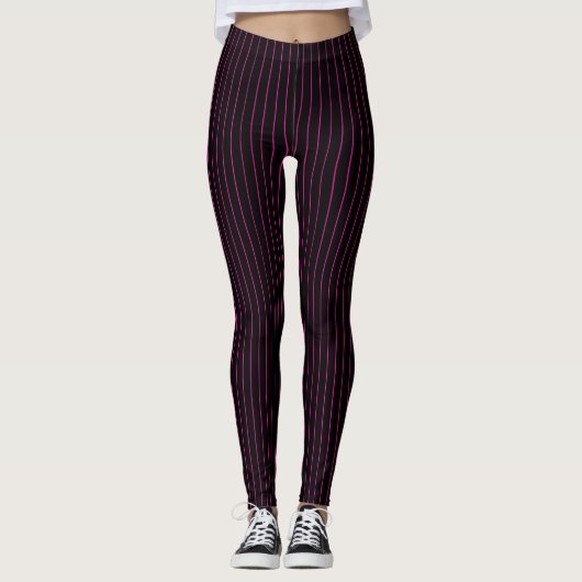 Leggings Noir avec Pinstripe rose (Devant)