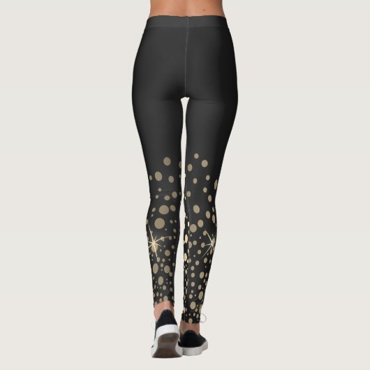 Leggings Noir avec points Confetti en or (Dos)