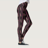 Leggings Noir avec rose rose rose et Motif rayé (Droite)