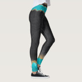 Leggings Noir avec Turquoise et or (Droite)