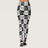 Leggings Noir blanc À damiers conception papillon (Dos)