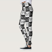 Leggings Noir blanc À damiers conception papillon (Gauche)