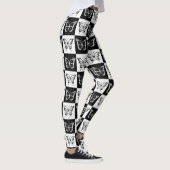Leggings Noir blanc À damiers conception papillon (Droite)
