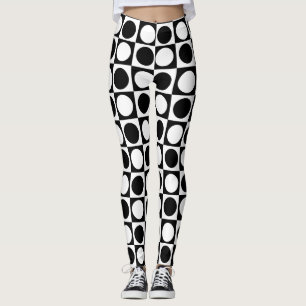 Leggings Noir blanc À damiers Pois
