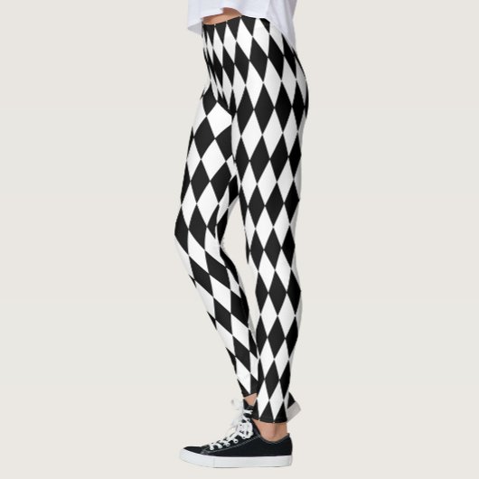 Leggings Noir blanc Arlequin Diamonds Motif Design