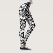 Leggings Noir & Blanc Baroque Floral Damas (Droite)
