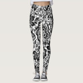 Leggings Noir & Blanc Baroque Floral Damas (Devant)