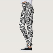 Leggings Noir & Blanc Baroque Floral Damas (Gauche)