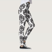 Leggings Noir & Blanc Damask Chic Moderne Motif élégant (Droite)