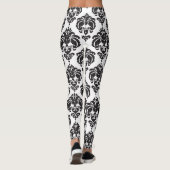 Leggings Noir & Blanc Damask Chic Moderne Motif élégant (Dos)