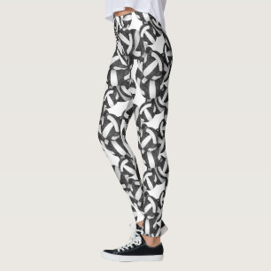 Leggings noir blanc équipe couleurs volleyballs motif