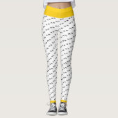 Leggings Noir & Blanc Fou Poulet Pied Imprimés Pop Jaune (Devant)