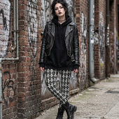 Leggings Noir & Blanc Gothique Fleur-de-Lis