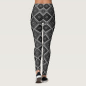 Leggings Noir Blanc Gris Diamant Géométrique (Dos)