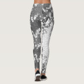 Leggings Noir blanc gris gris Motif unique (Dos)