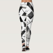 Leggings Noir blanc Motif encre aquarelle Art brosse (Dos)